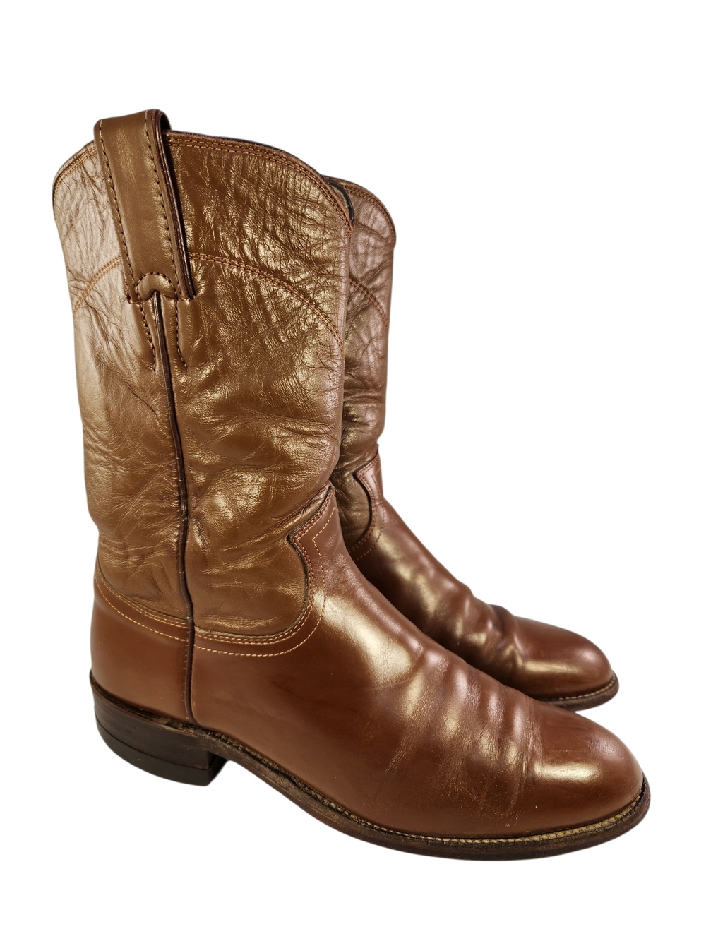 VINTAGE JUSTIN BOOTS L3802 WOMEN BROWN LEATHER WESTERN COWBOY COWGIRL SIZE 6.5 A